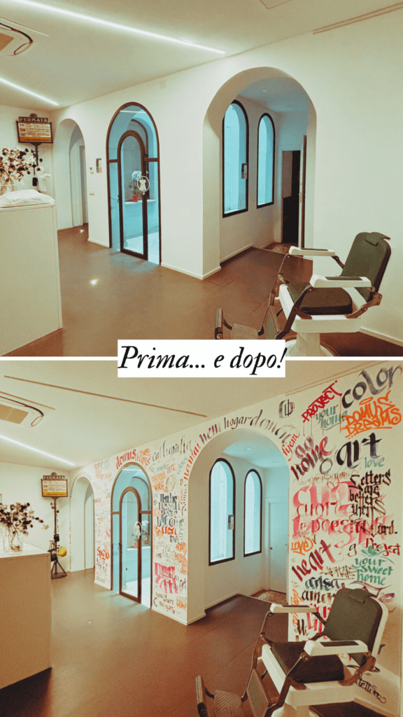 Calligrafia a parete di Marta Lagna - Prima e Dopo